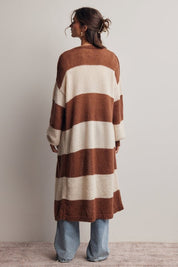 Maple Coast Striped Longline Knit Cardigan - Westly