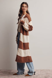 Maple Coast Striped Longline Knit Cardigan - Westly