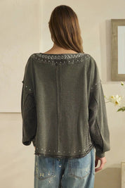 Mara Mineral Wash Waffle Henley Top - Westly