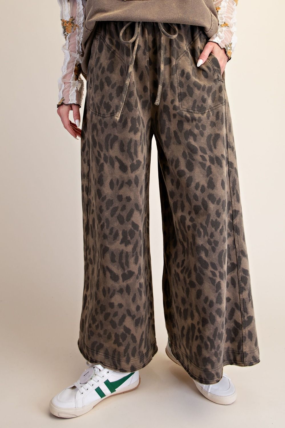 Marais Leopard Print Washed Terry Knit Pants - Westly