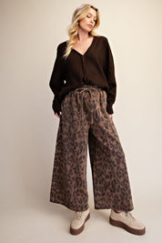 Marais Leopard Print Washed Terry Knit Pants - Westly