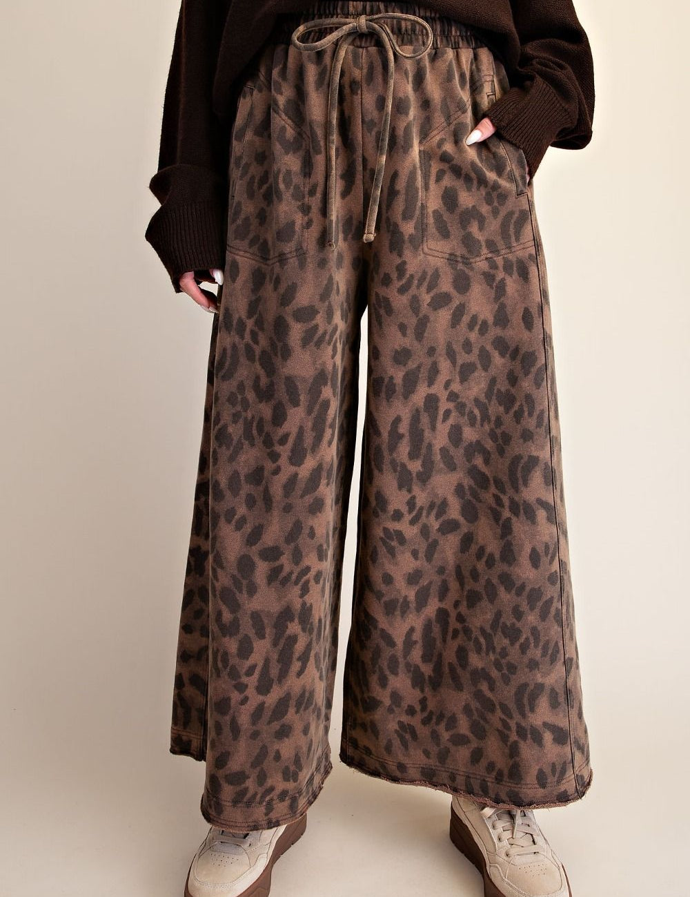 Marais Leopard Print Washed Terry Knit Pants - Westly