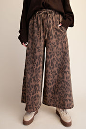 Marais Leopard Print Washed Terry Knit Pants - Westly