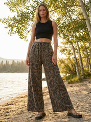 Marais Leopard Print Washed Terry Knit Pants - Westly