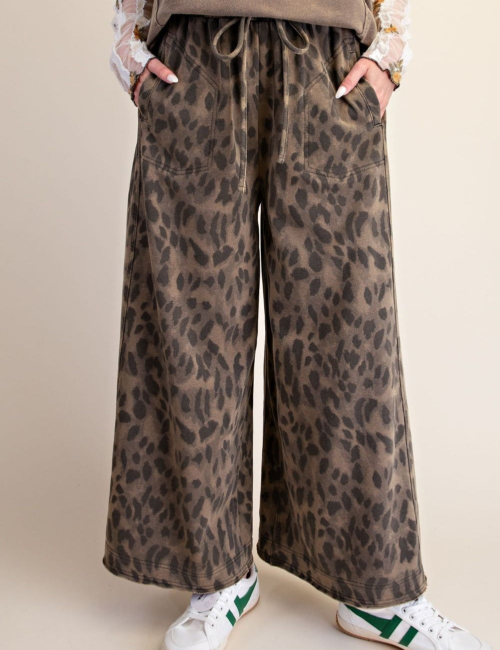 Marais Leopard Print Washed Terry Knit Pants - Westly