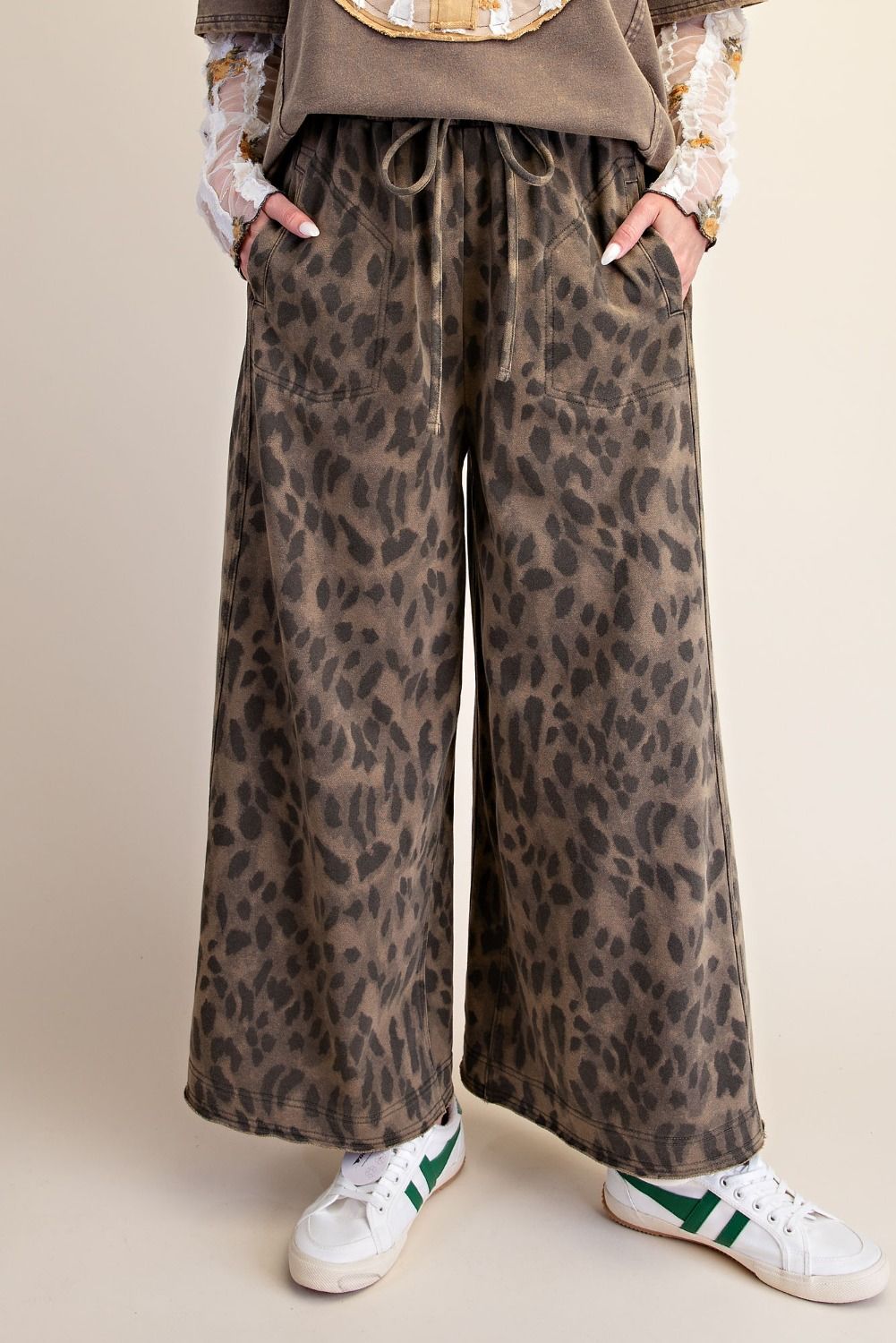 Marais Leopard Print Washed Terry Knit Pants - Westly