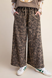 Marais Leopard Print Washed Terry Knit Pants - Westly