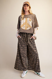Marais Leopard Print Washed Terry Knit Pants - Westly