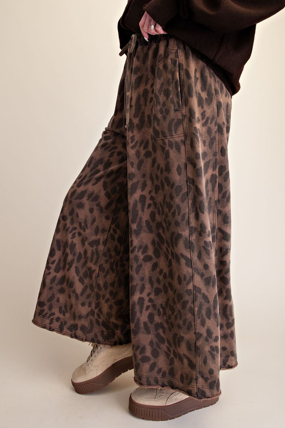 Marais Leopard Print Washed Terry Knit Pants - Westly