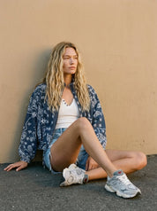 Marcy Bandana Print Drawstring Waist Bomber Jacket - Westly