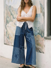 Marfa Star Patchwork Wide - Leg Denim Pants - Westly