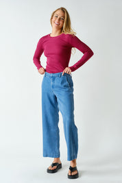 Margate Micro Rib Long Sleeve Top in Brambleberry, photo 4