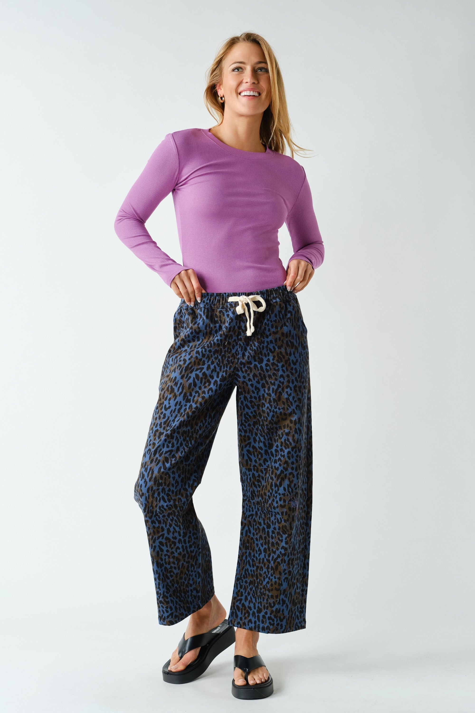 Margate Micro Rib Long Sleeve Top in Mulberry, photo 3