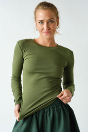 Margate Micro Rib Long Sleeve Top in Steeped Sage, photo 1
