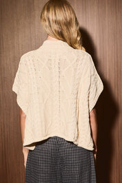 Margot Cable Knit Cap Sleeve Sweater in Cream — product photo 03