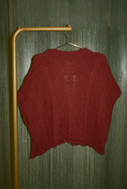 Margot Cable Knit Cap Sleeve Sweater in Maroon — product photo 07