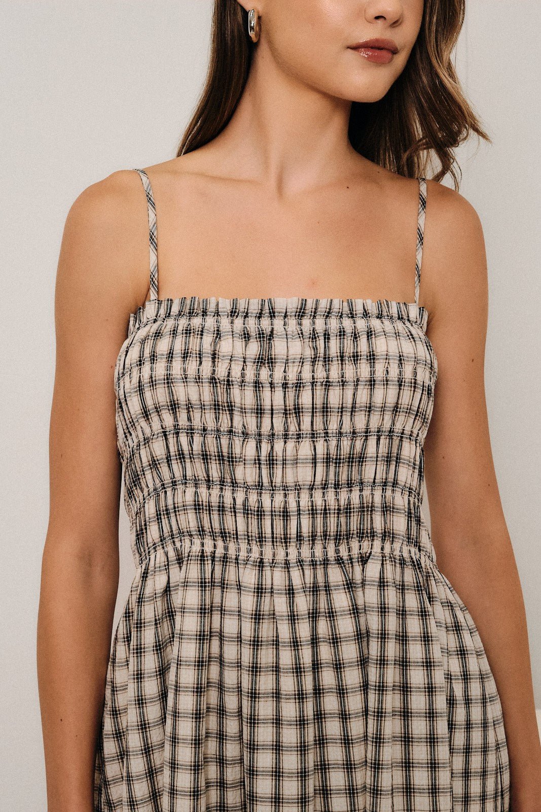 Margot Checkered Smocked Maxi Dress - Westly