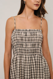 Margot Checkered Smocked Maxi Dress - Westly