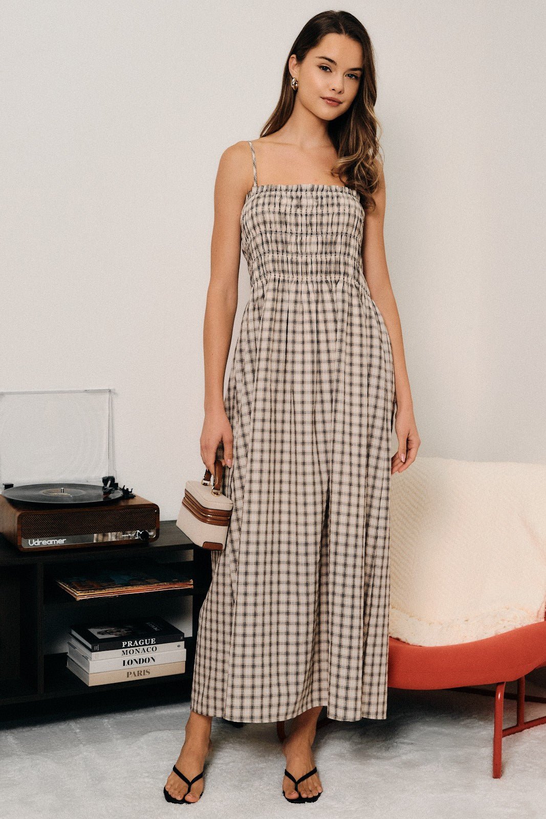 Margot Checkered Smocked Maxi Dress - Westly