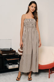 Margot Checkered Smocked Maxi Dress - Westly