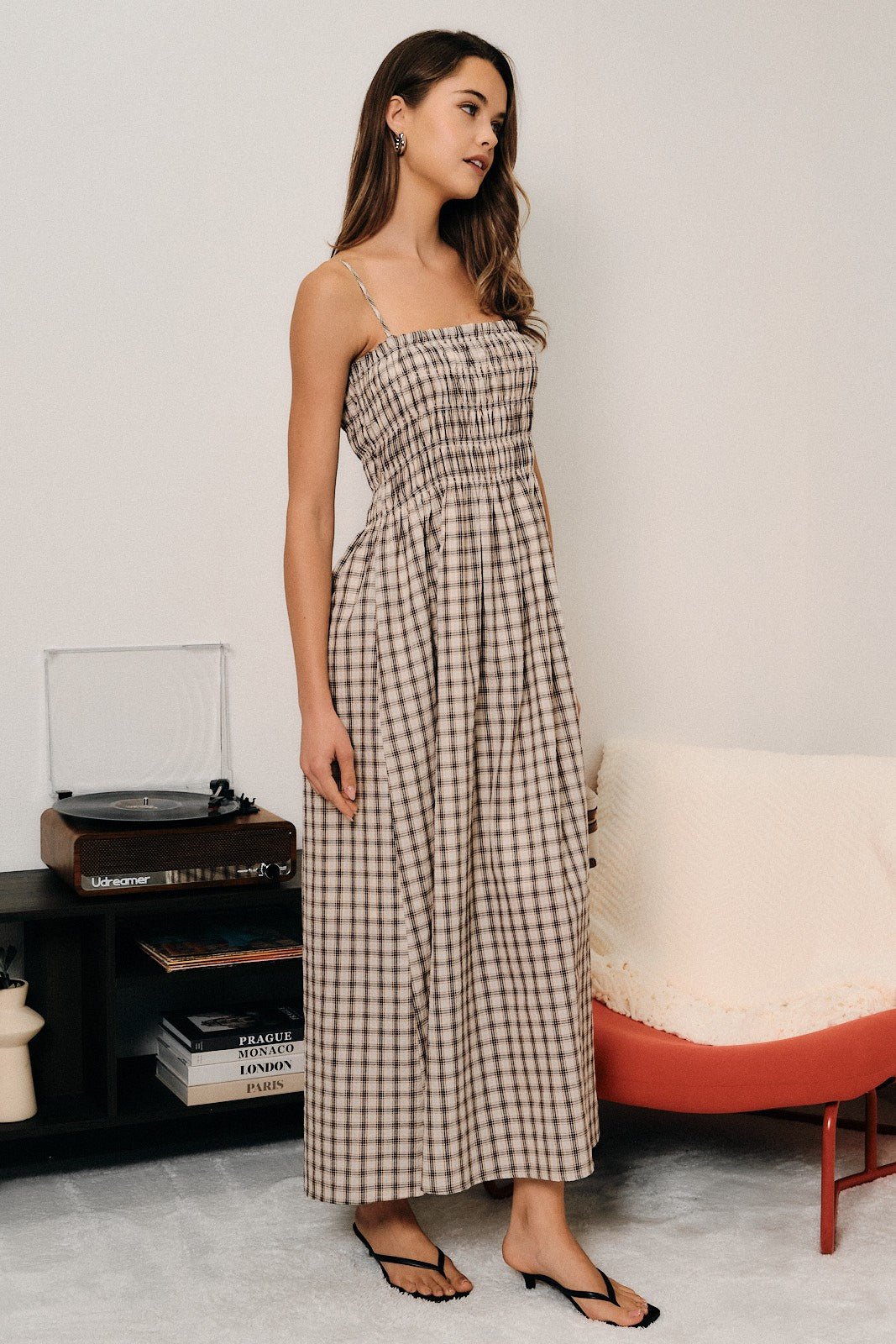 Margot Checkered Smocked Maxi Dress - Westly