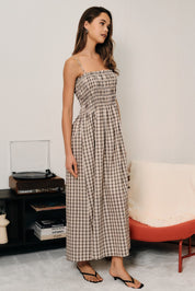 Margot Checkered Smocked Maxi Dress - Westly