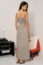 Margot Checkered Smocked Maxi Dress - Westly