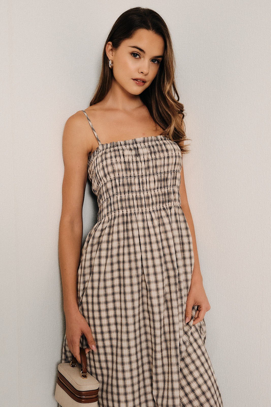 Margot Checkered Smocked Maxi Dress - Westly