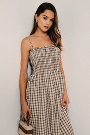 Margot Checkered Smocked Maxi Dress - Westly