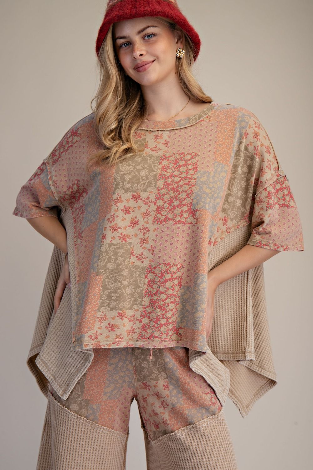 Mariah Patchwork Print Oversized Tunic Top - Westly