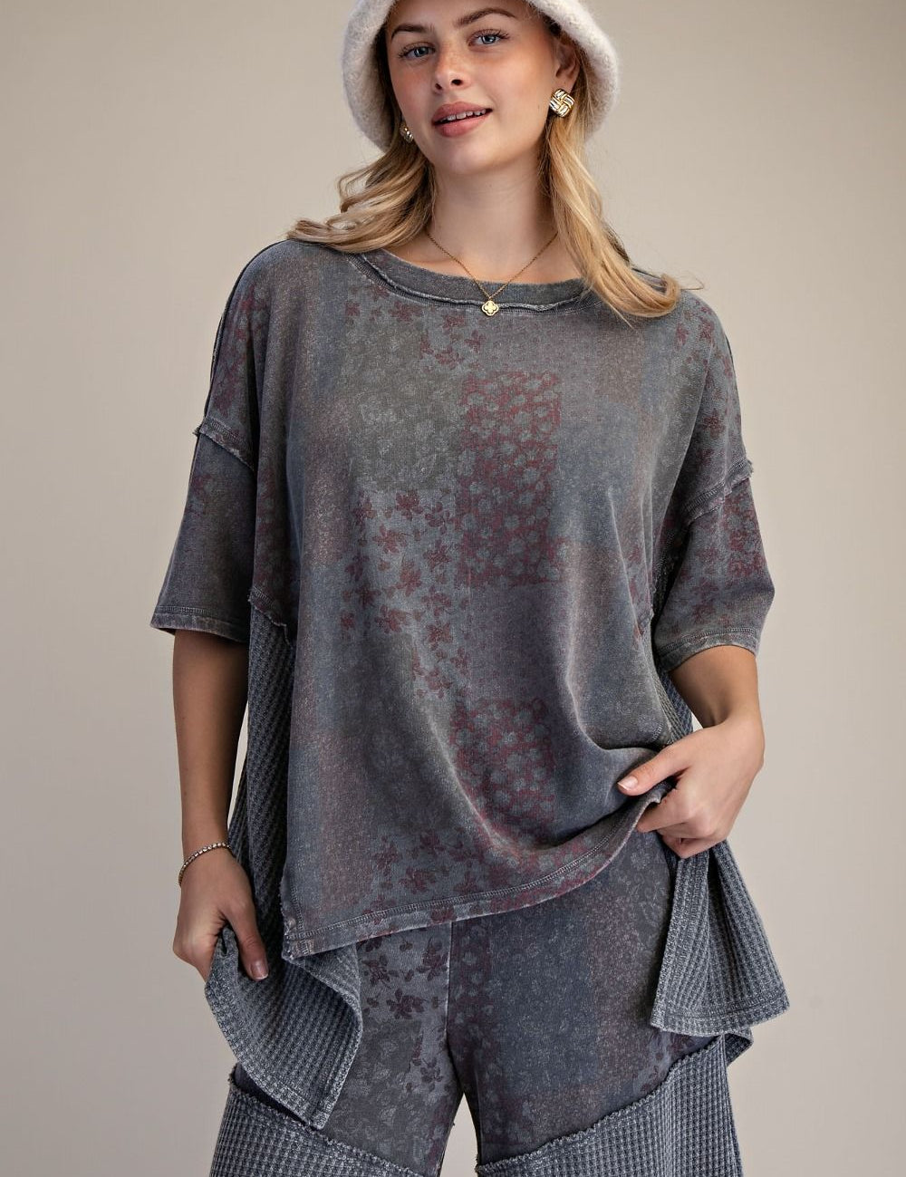 Mariah Patchwork Print Oversized Tunic Top - Westly