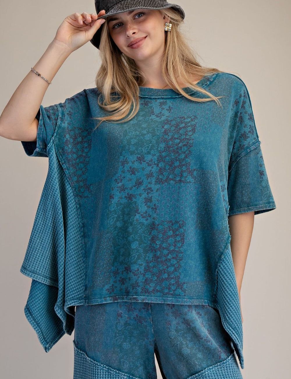 Mariah Patchwork Print Oversized Tunic Top - Westly
