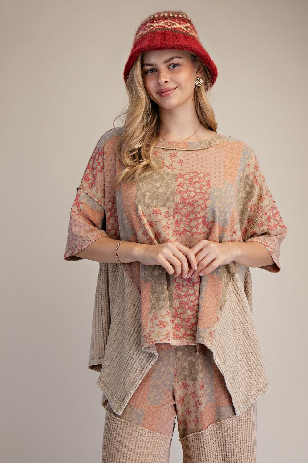 Mariah Patchwork Print Oversized Tunic Top - Westly
