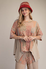 Mariah Patchwork Print Oversized Tunic Top - Westly