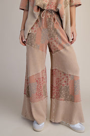 Mariah Patchwork Print Washed Terry Pants - Westly
