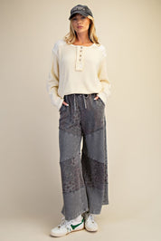 Mariah Patchwork Print Washed Terry Pants - Westly
