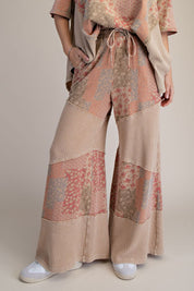 Mariah Patchwork Print Washed Terry Pants - Westly