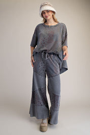 Mariah Patchwork Print Washed Terry Pants - Westly
