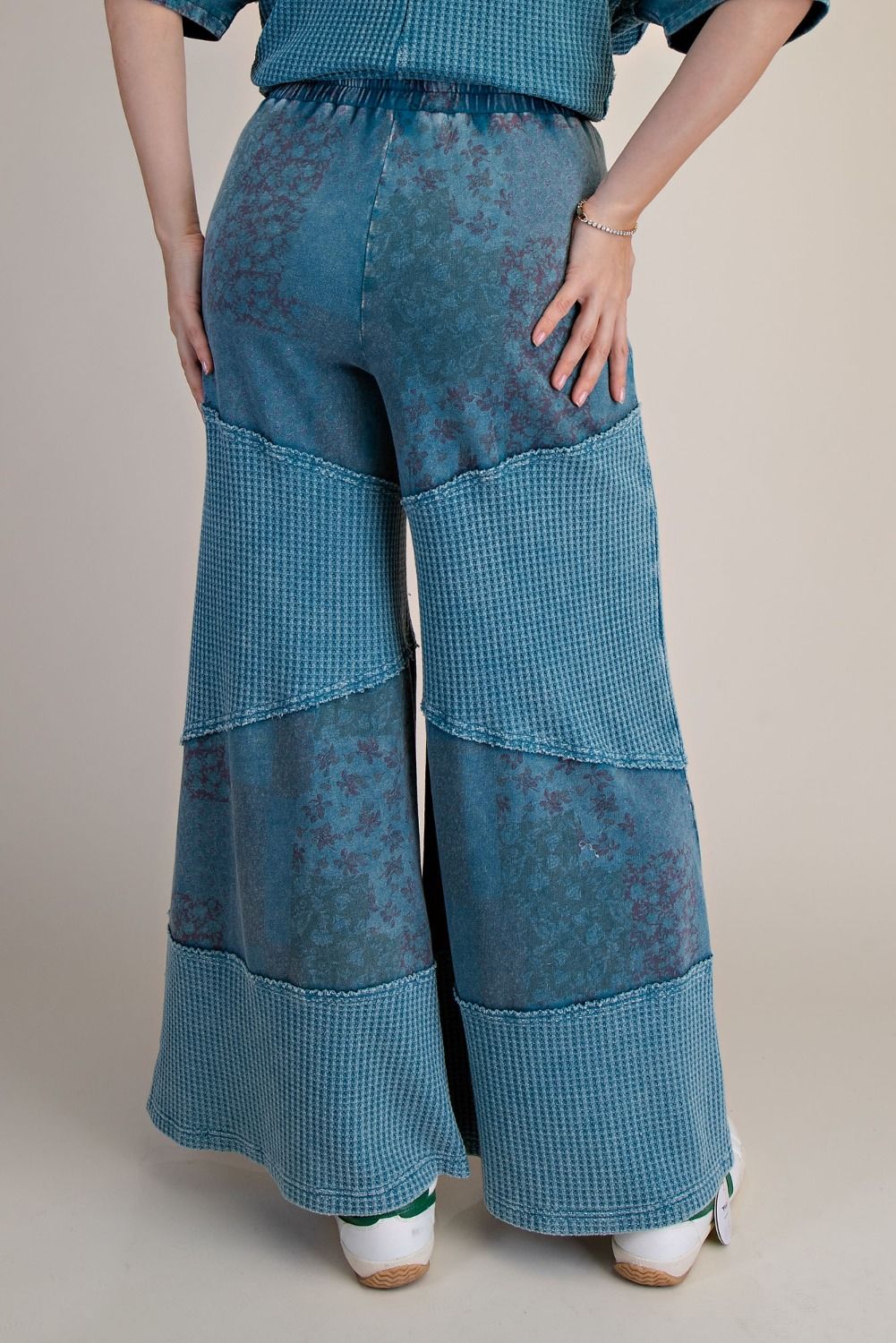 Mariah Patchwork Print Washed Terry Pants - Westly