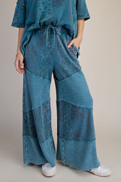 Mariah Patchwork Print Washed Terry Pants - Westly