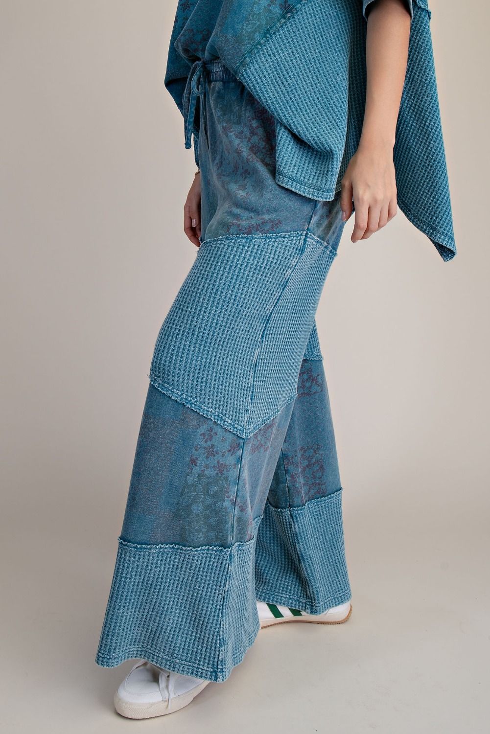 Mariah Patchwork Print Washed Terry Pants - Westly