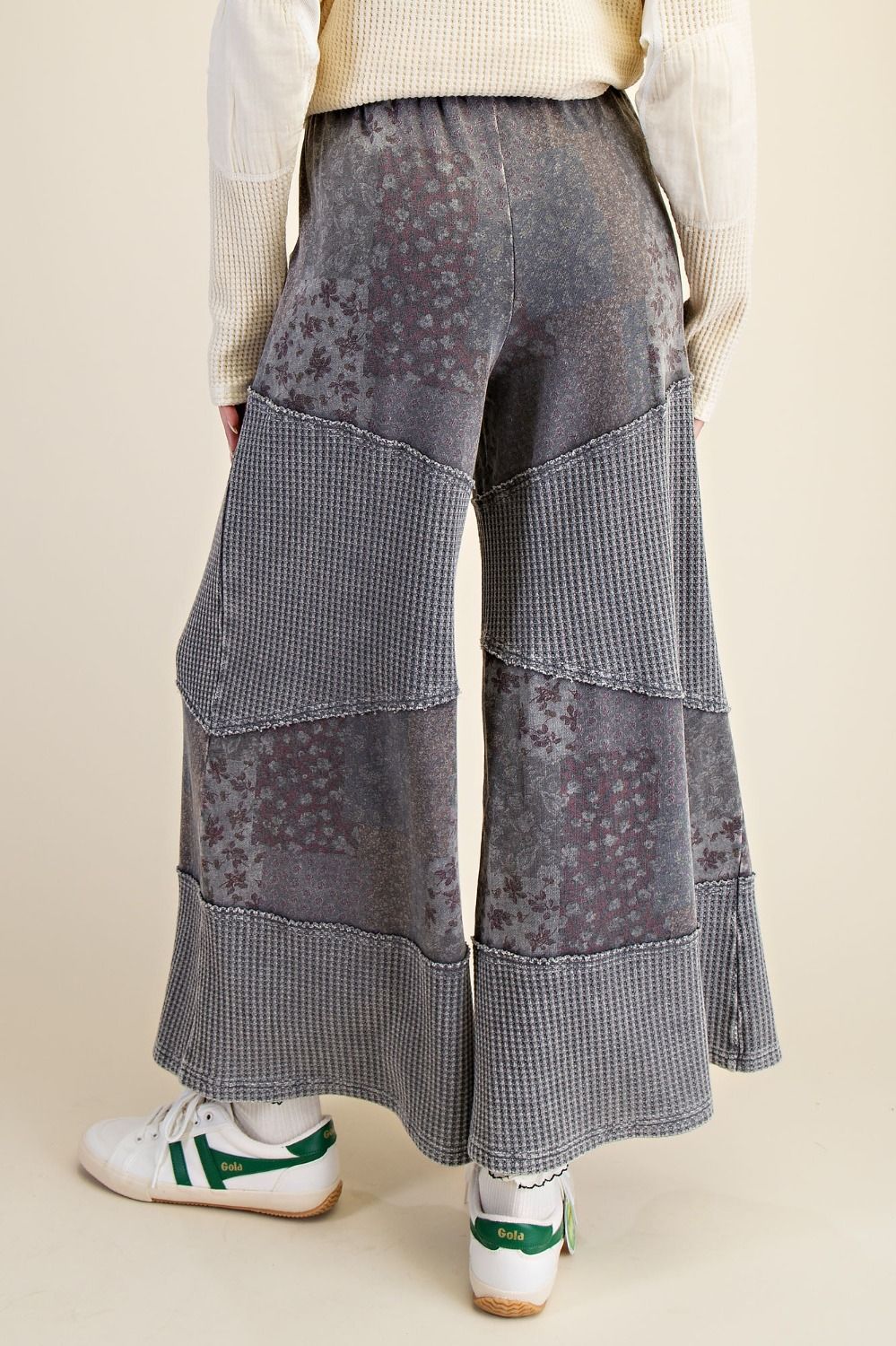 Mariah Patchwork Print Washed Terry Pants - Westly