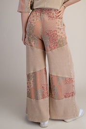 Mariah Patchwork Print Washed Terry Pants - Westly