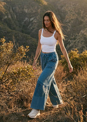 Mariah Patchwork Print Washed Terry Pants - Westly