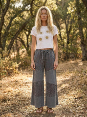 Mariah Patchwork Print Washed Terry Pants - Westly