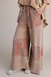 Mariah Patchwork Print Washed Terry Pants - Westly
