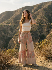 Mariah Patchwork Print Washed Terry Pants - Westly