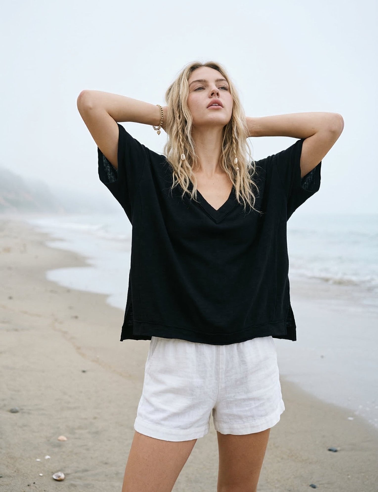Marina Boxy V - Neck Tee - Westly