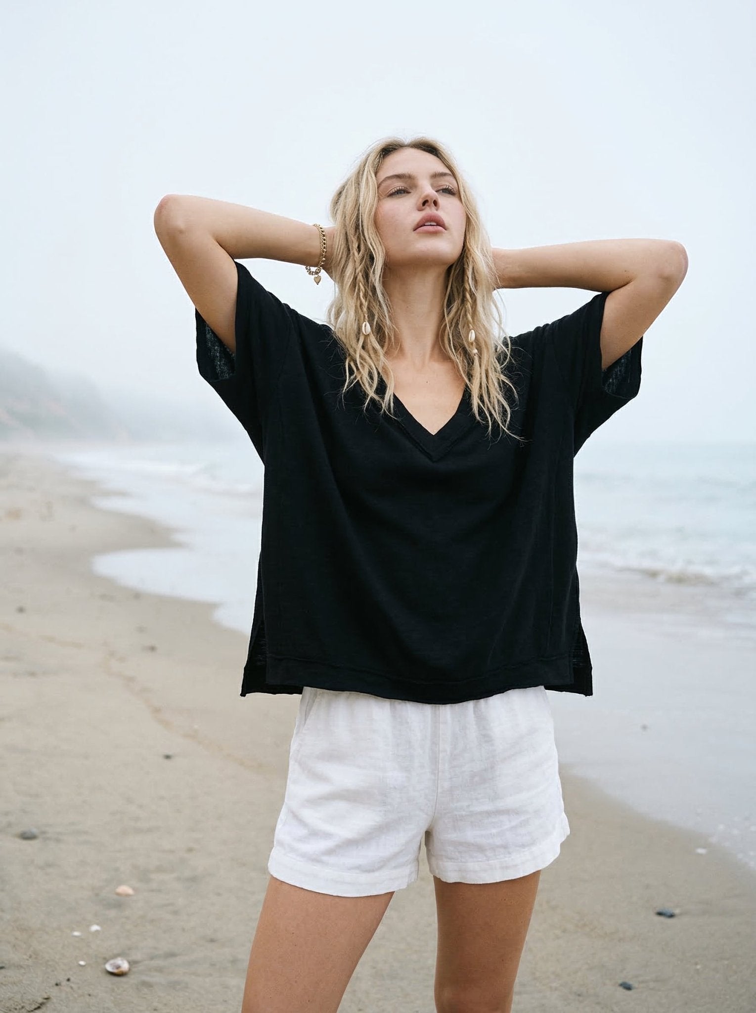 Marina Boxy V - Neck Tee - Westly