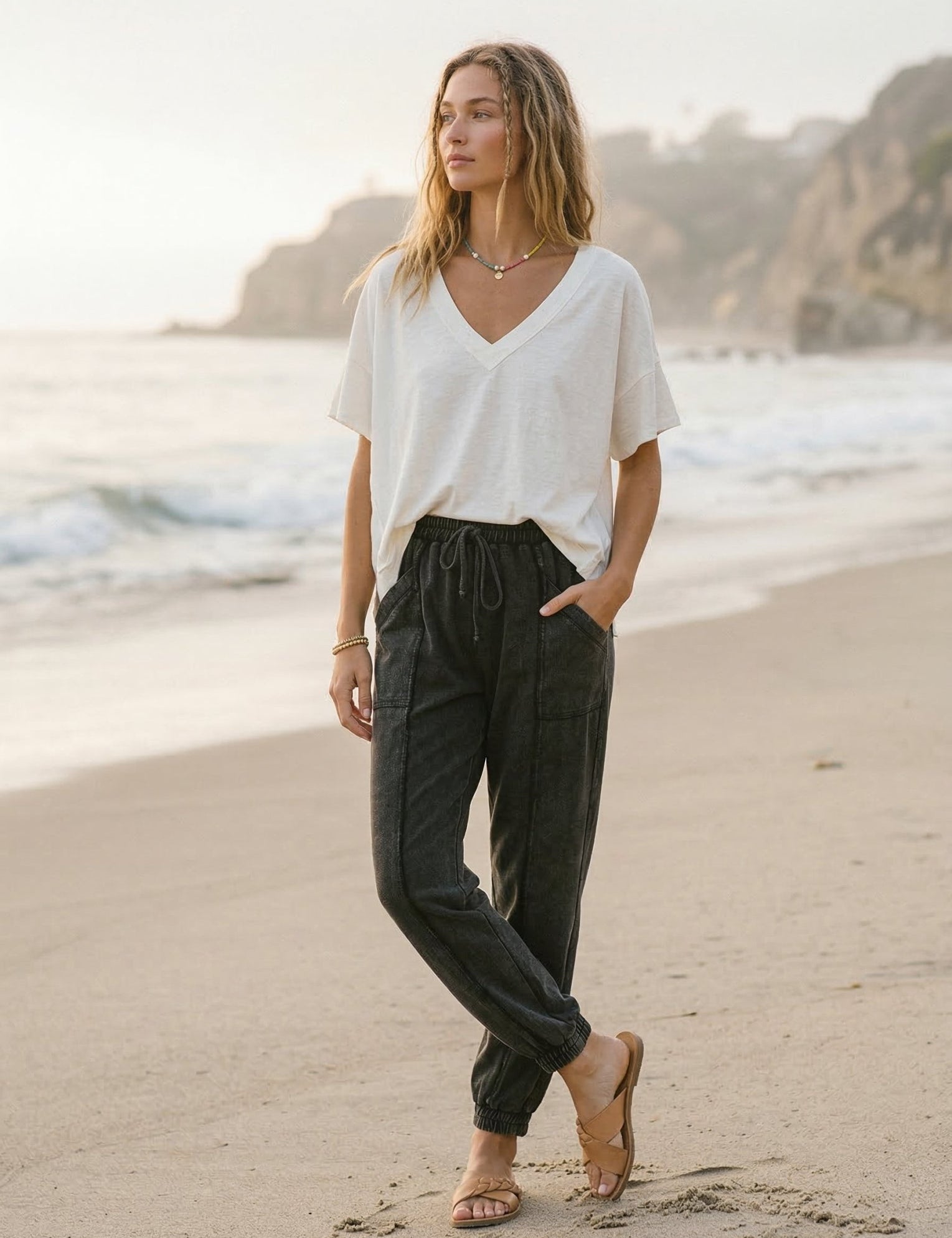 Marina Boxy V - Neck Tee - Westly